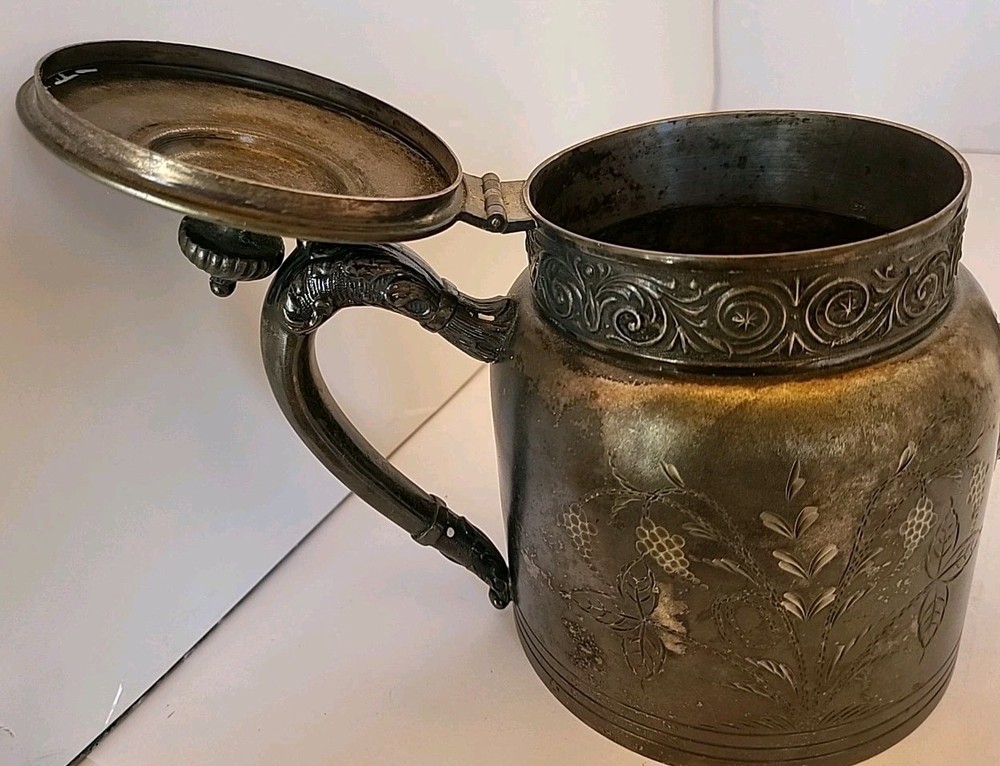 Vintage Union Co Silverplate Coffee Teapot Hingded Lid Floral