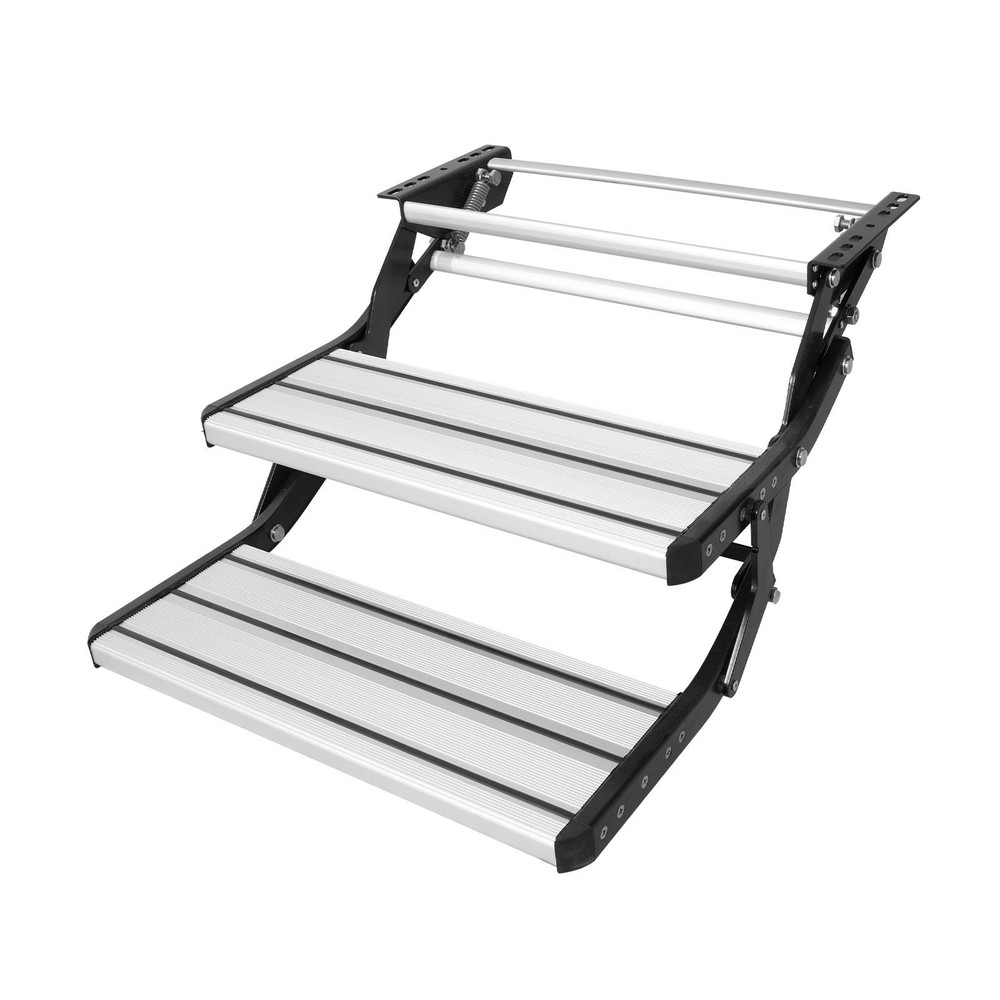 RV Steps, 2-Step, Manual Retractable RV Stairs, Foldable, 440 LBS Load Capacity,