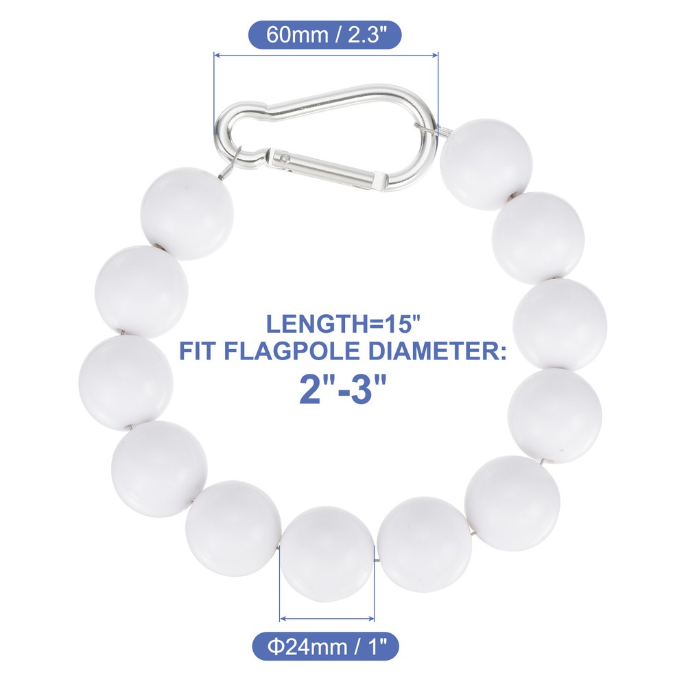 1 Pcs Flag Pole Beaded Retainer Ring, White