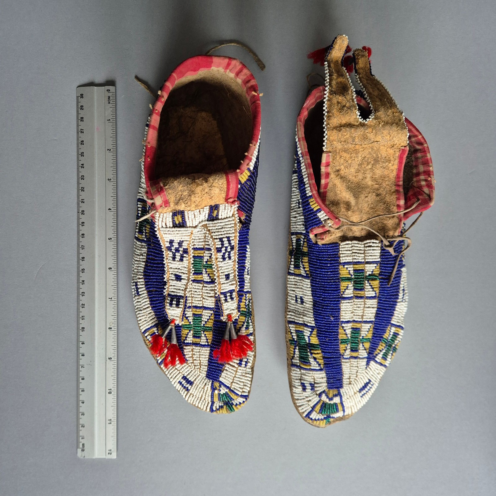 Antique Central Plains (Sioux?) Beaded Moccasins, ca 1880s. Gen. H.E. Tutherly