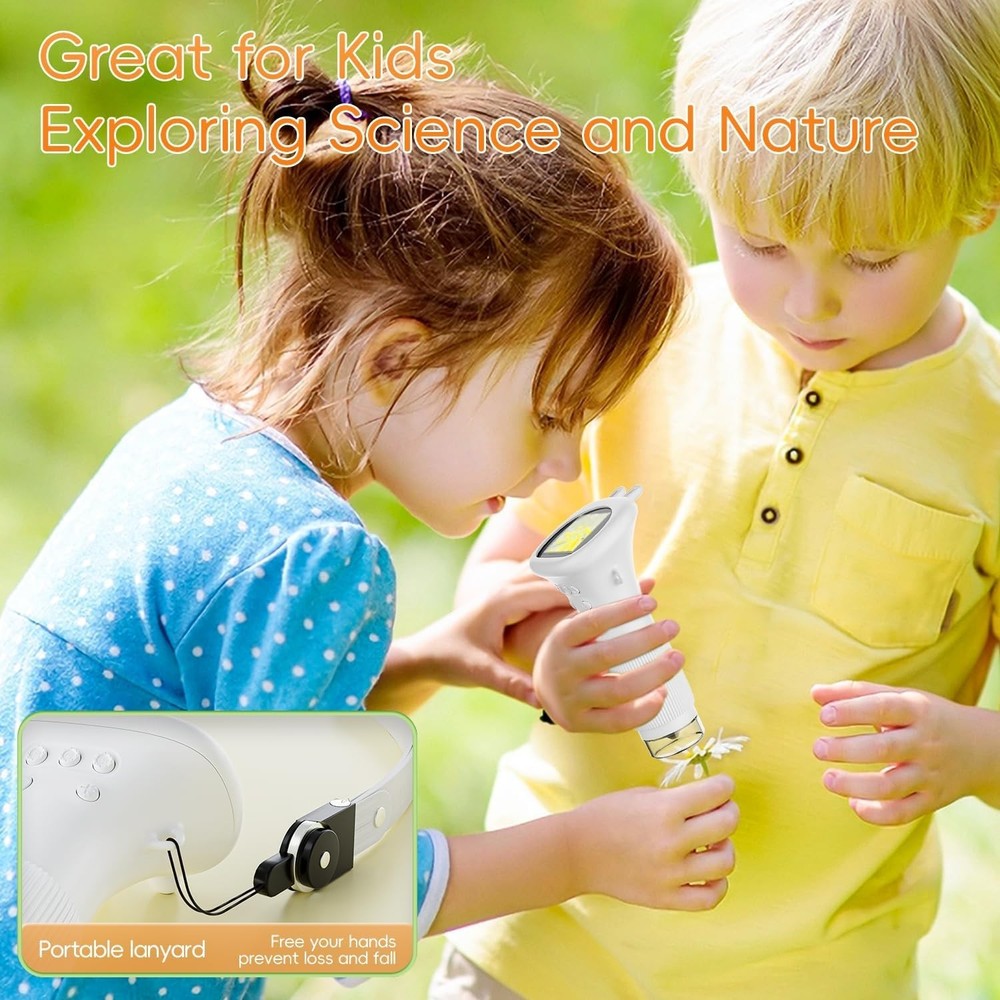 Handheld Mini Microscope for Kids - 1000X with LED Lights & USB Compatibility