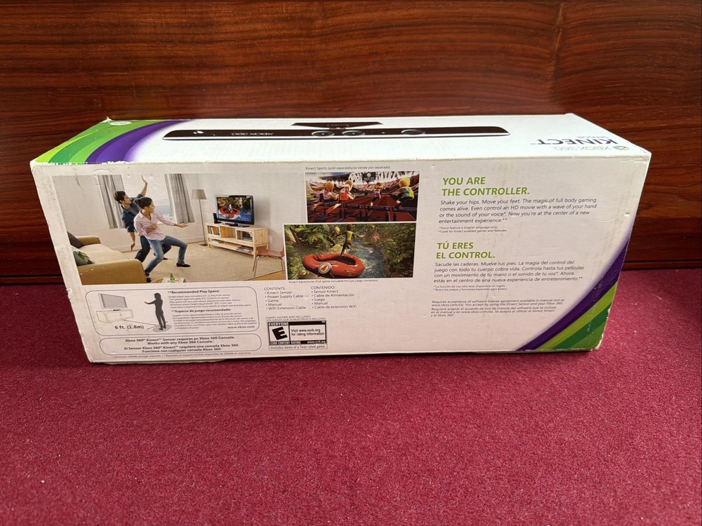 Microsoft, Xbox 360 Kinect Sensor, 1414, W/ Kinect Adventures, CIB, All untested