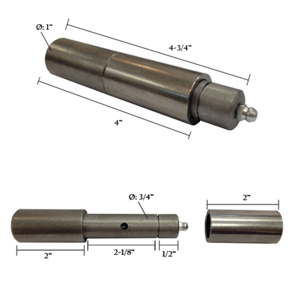4 3/4" Heavy Duty Small Round Hinge with Removeable Sleeve & Grease Zerk
