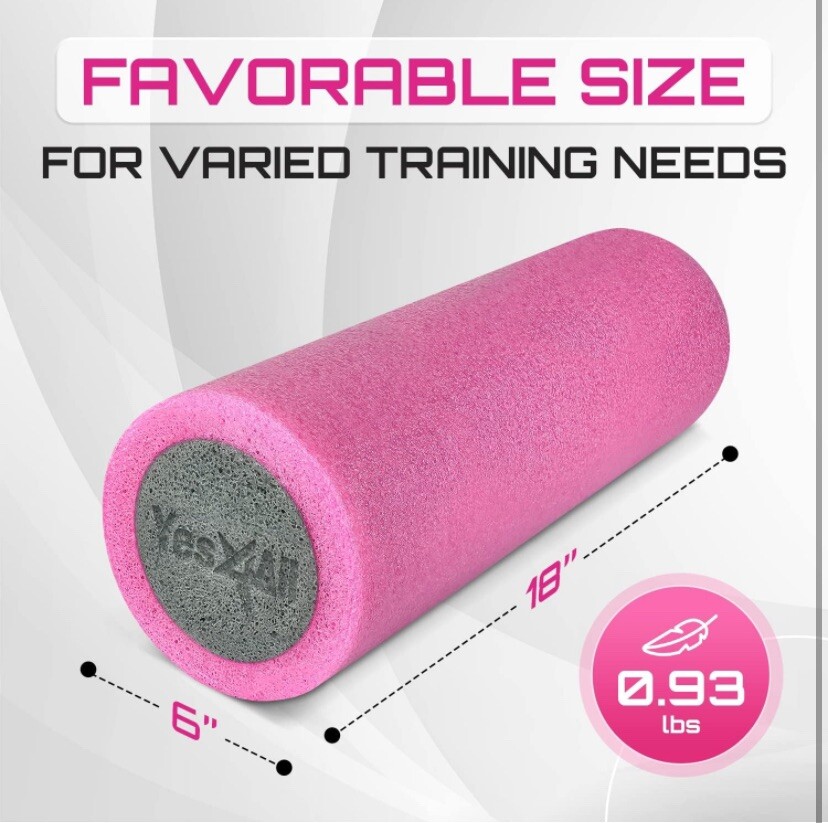 Yes4All Soft-Density Foam Roller, 18 inch - Premium Two-Layer PE