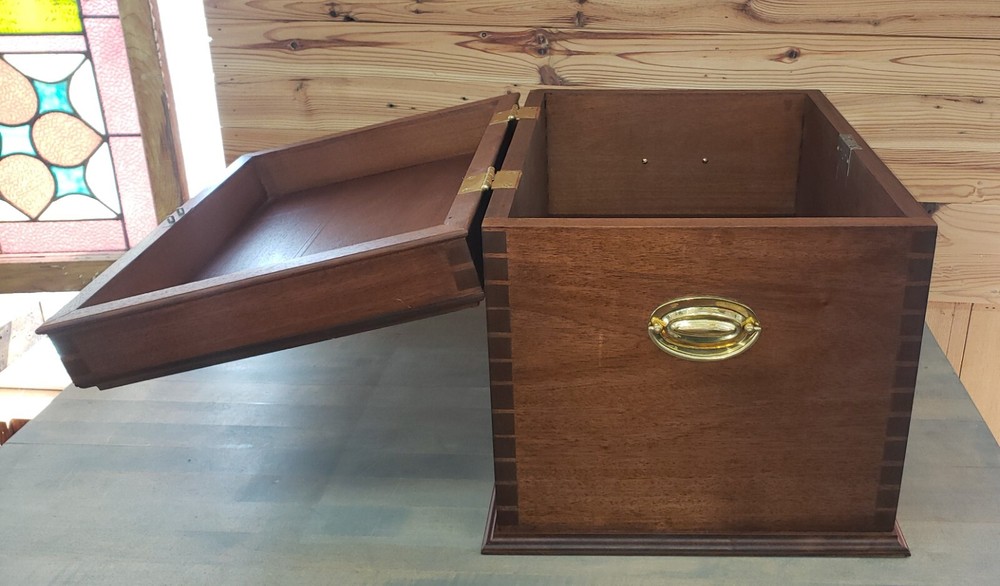 Custom Handcrafted Mahogany Wine Cellarette with Lock & Key