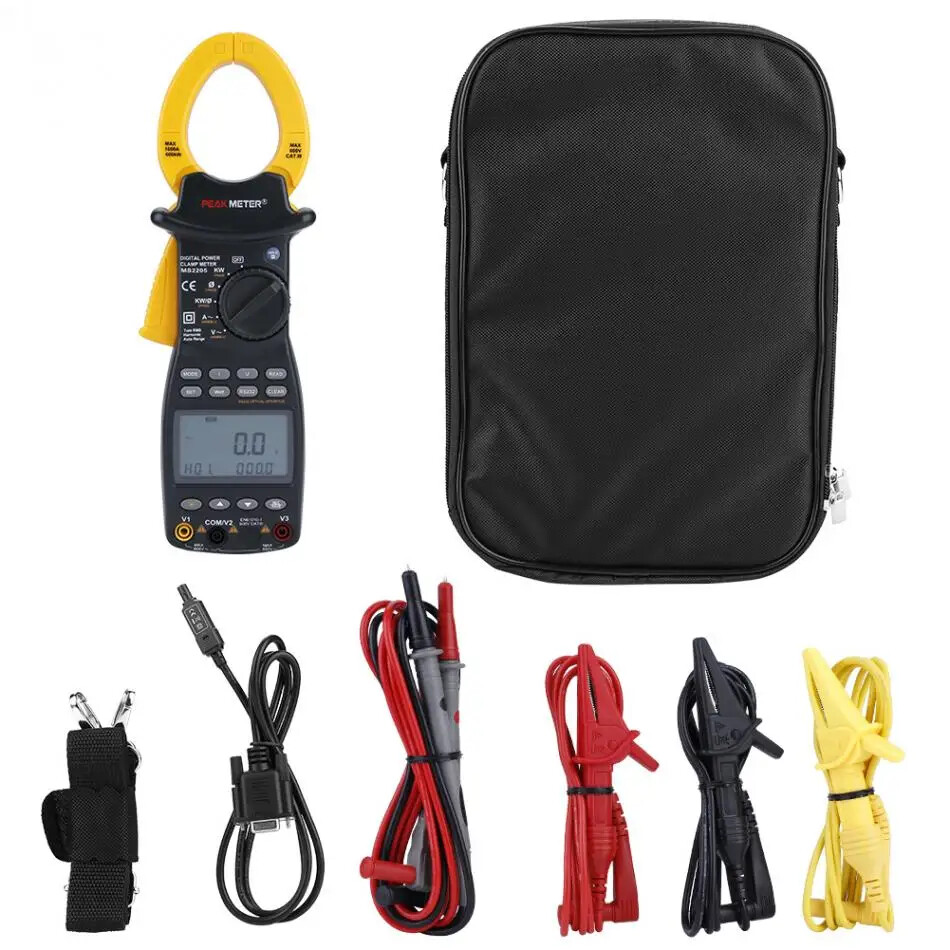 Digital 3-Phase TRMS Harmonic Power Clamp Meter Harmonic Power Tester RS232 PC