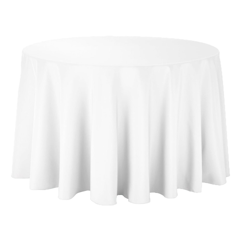 Round White Polyester Tablecloths