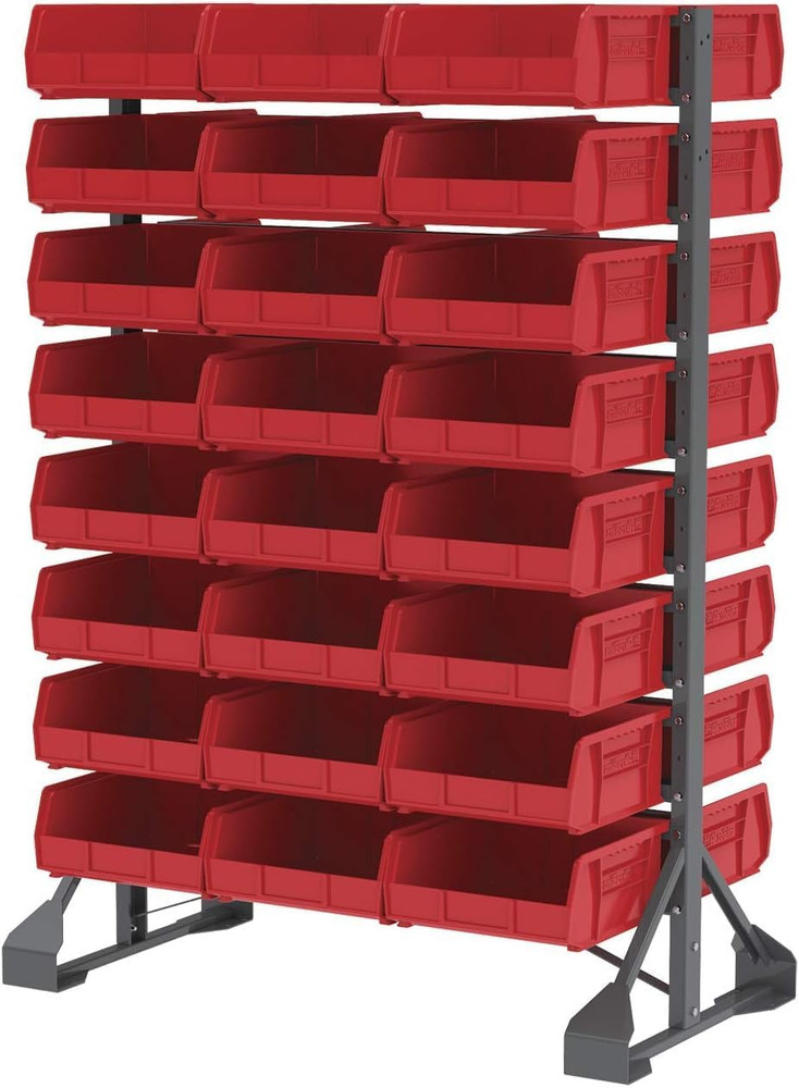 Stackable Red Storage Bins - 6-Pack for Garage & Pantry Organization