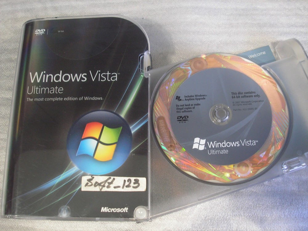 Microsoft Windows Vista Ultimate Full 64 Bit x64 DVD MS WIN =RETAIL BOX=