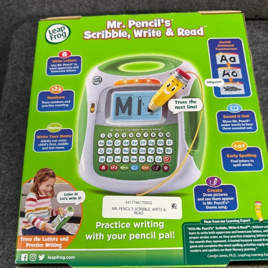 LeapFrog Mr Pencil Scribble Write Read Learning Toy Tablet Backlit Touchscreen