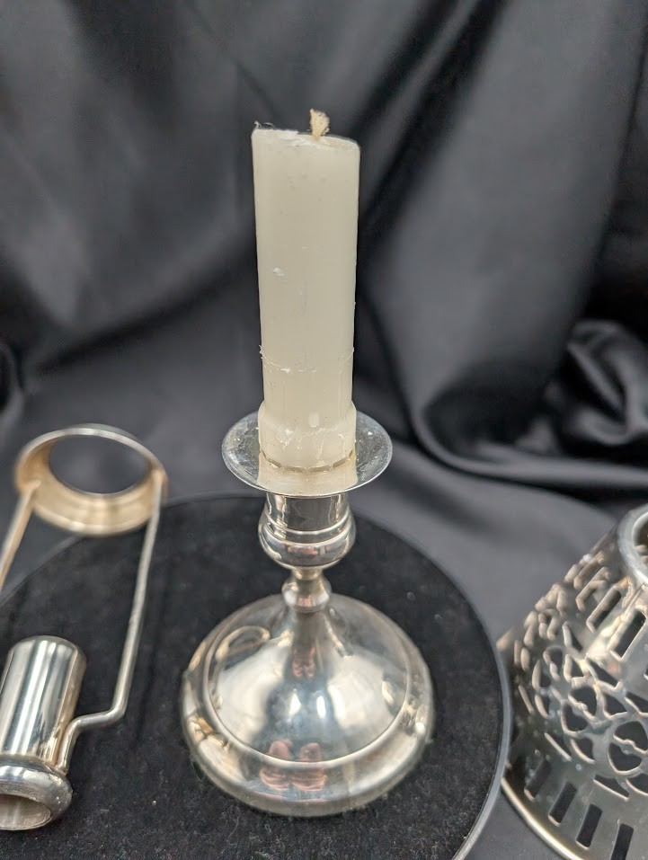 Chrome Candlestick Holder with Shade / Chasher