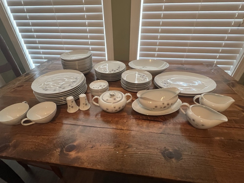 Beautiful 57 Piece Platinum Starburst Dinnerware By Creative