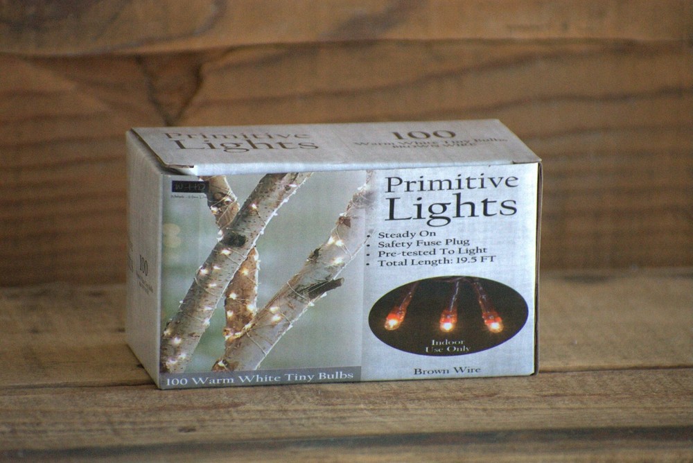 100 Count Brown Cord Wire Rice Light Strand String Set, Warm White Tiny Bulbs