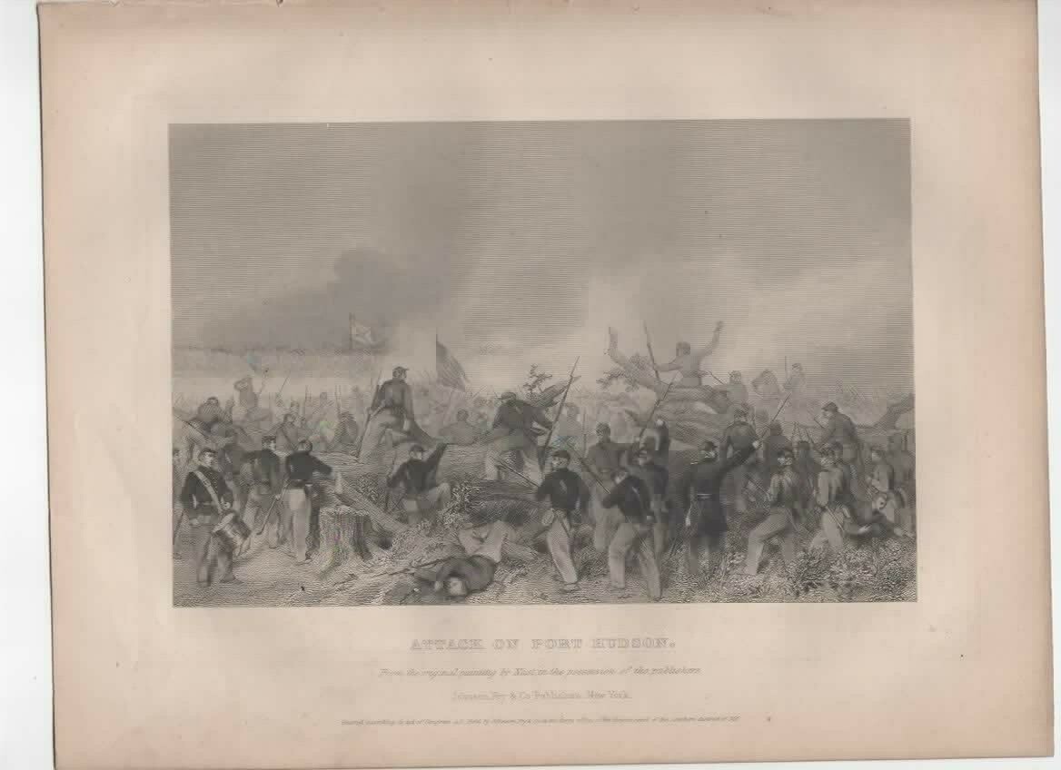 Attack on Fort Hudson vintage print 1865 by Thomas Nast