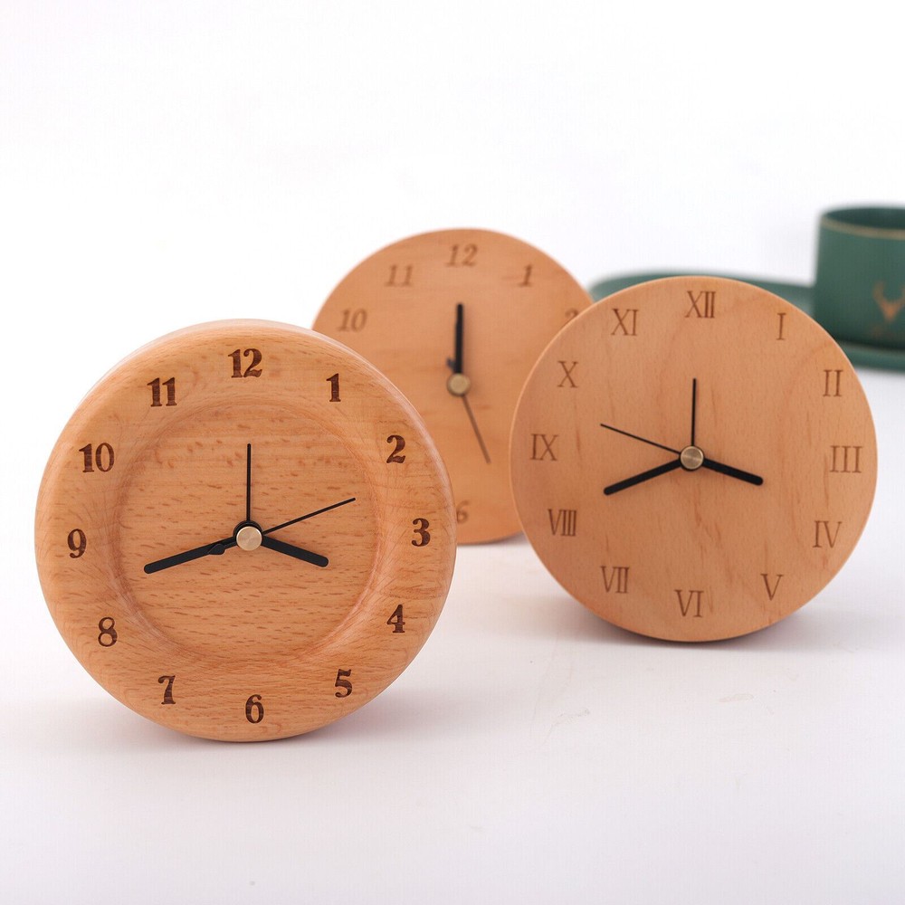 Wooden Bed Side Tabletop Clock Creative Home Decor With Battery