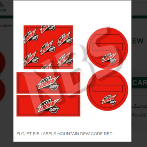 FLOJET BIB LABELS MOUNTAIN DEW CODE RED # CP011608