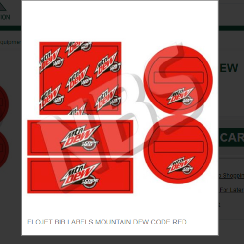 FLOJET BIB LABELS MOUNTAIN DEW CODE RED # CP011608