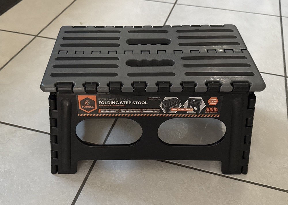 Torelli Extra Wide Folding Step Stool 300lb. Capacity 15 x 8.7 Extra Wide