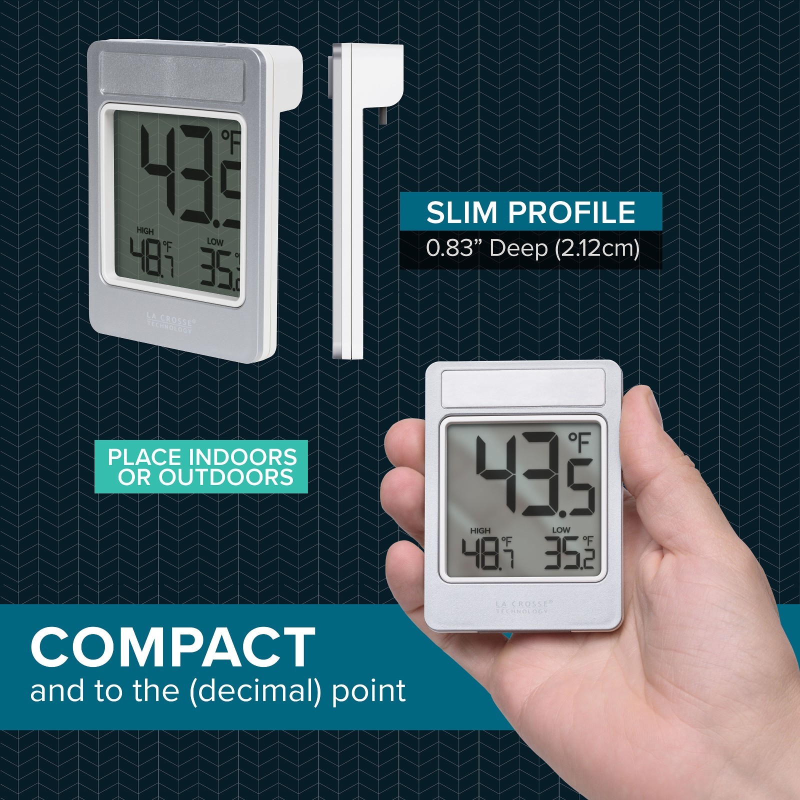 314-519 La Crosse Technology Digital Window Thermometer with Daily Records