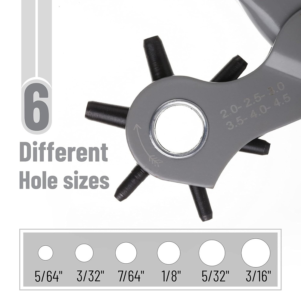 Leather Hole Punch Tool - 6 Sizes for Crafting Precision & Versatility