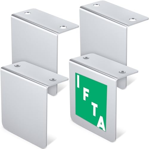 4 Pack Chrome l Bracket Universal 4" x 4" Flat Permit Panel Permit Sticker