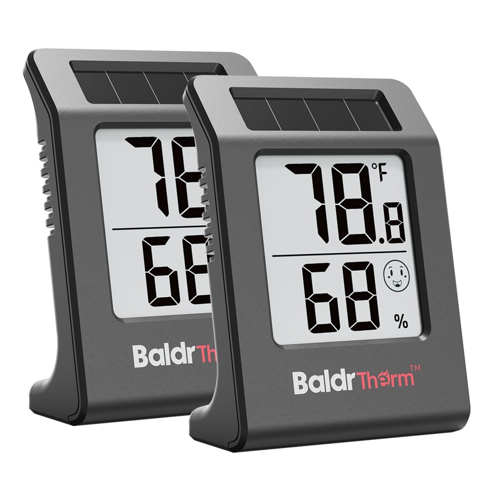 2.2'' Digital Thermometer and Hygrometer Meter, 2.2", Black 2pack