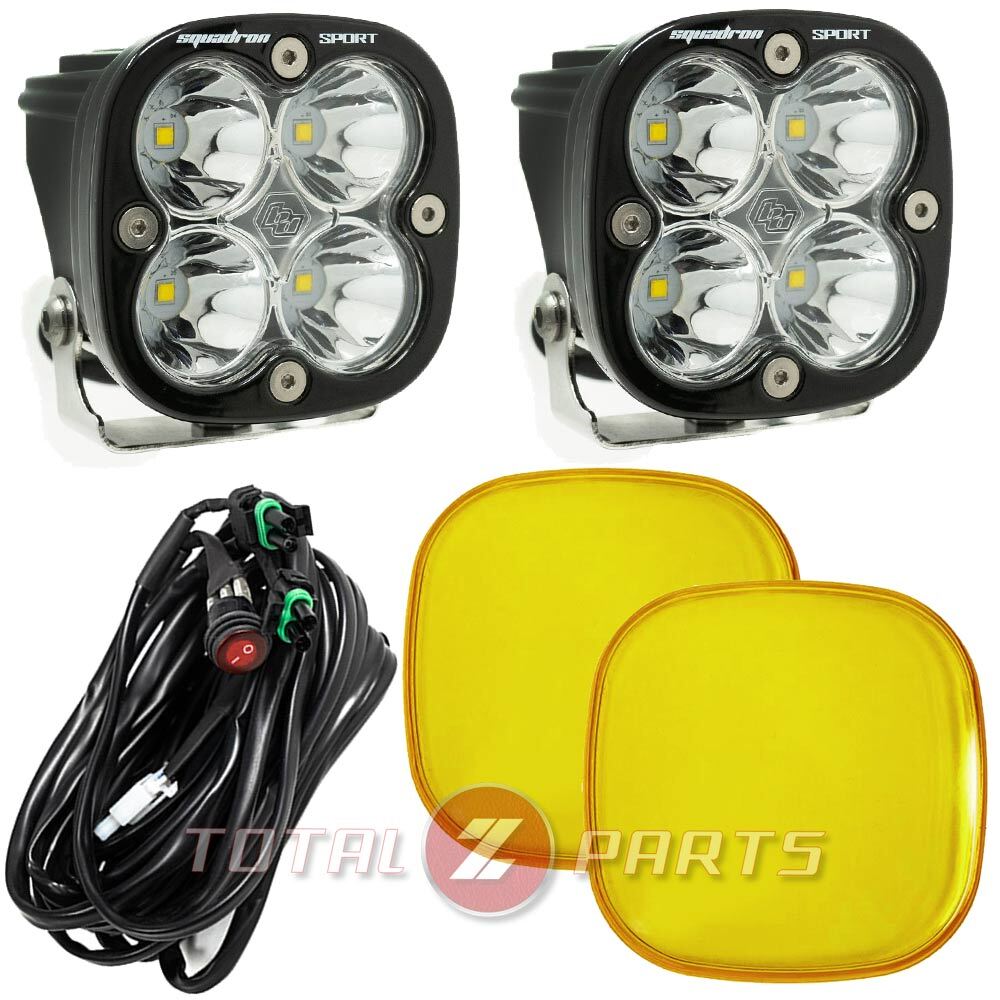 Baja Designs® Squadron Sport Clear Spot LED Fog Lights Kit, Wiring, Amber Covers