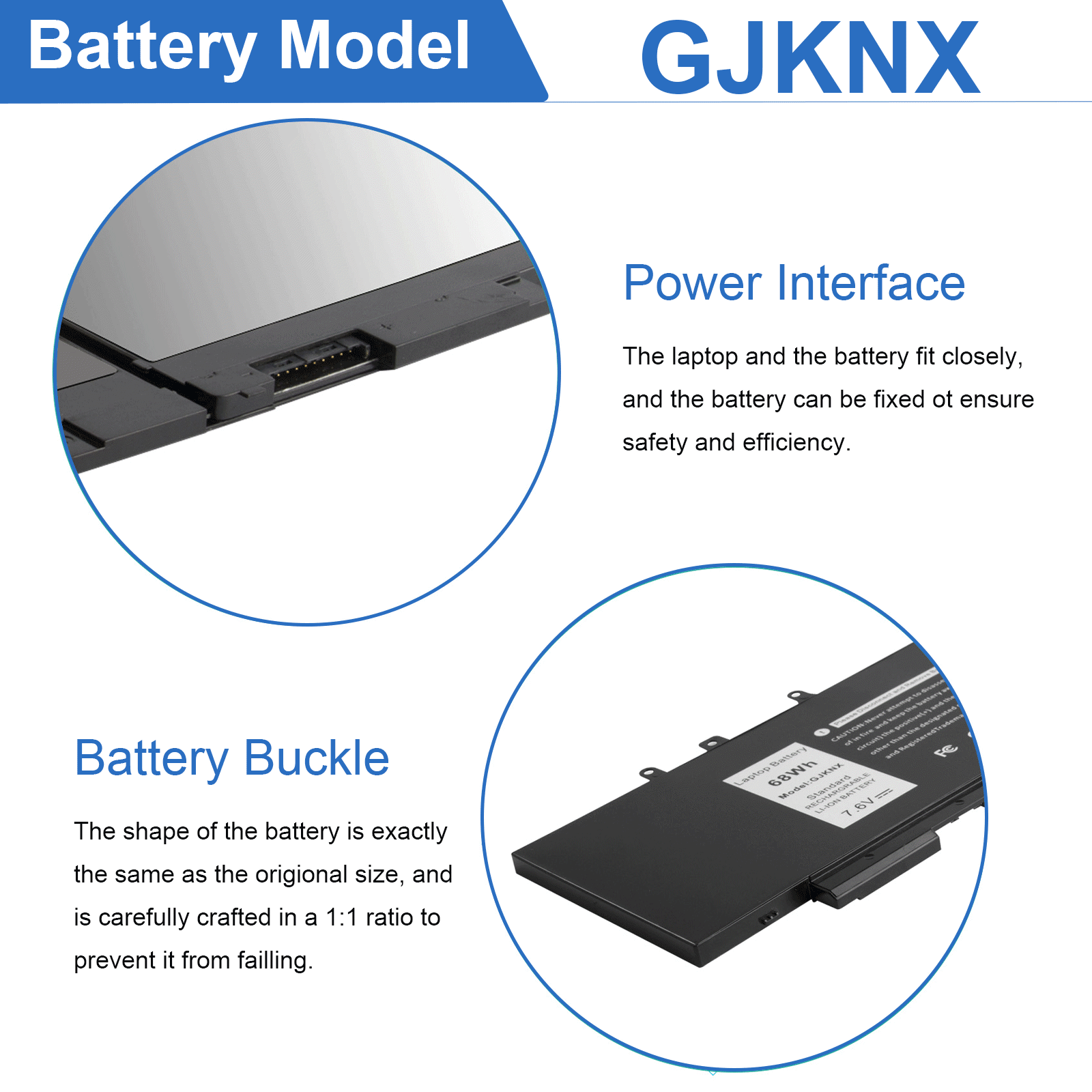 GJKNX Battery for Dell Latitude 5480 5580 5280 5490 5491 5580 5590 / Charger