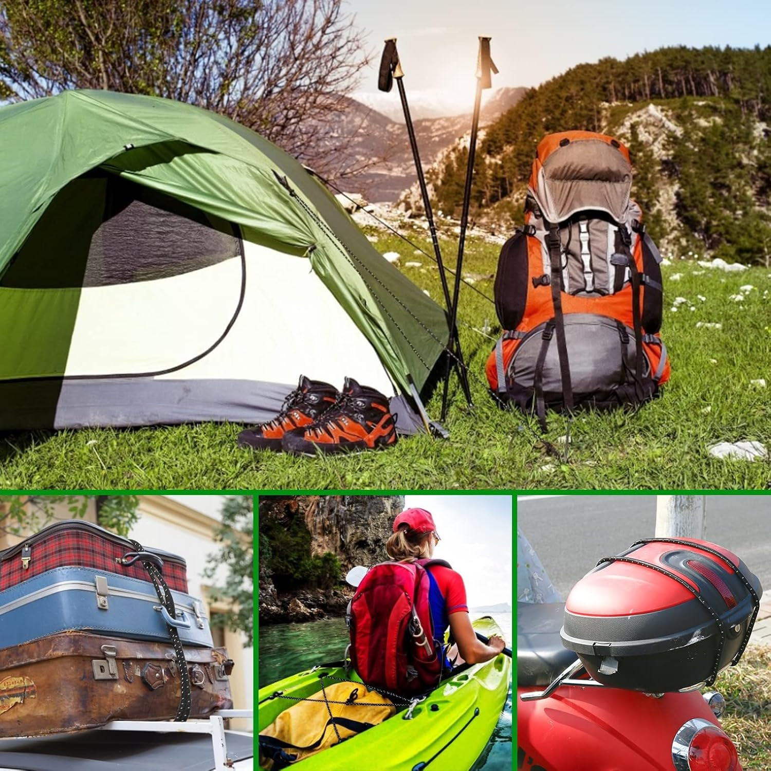 Bungee Cords with Hooks 12 Inch - Black Bungee Cords Heavy Duty Outdoor - Assort