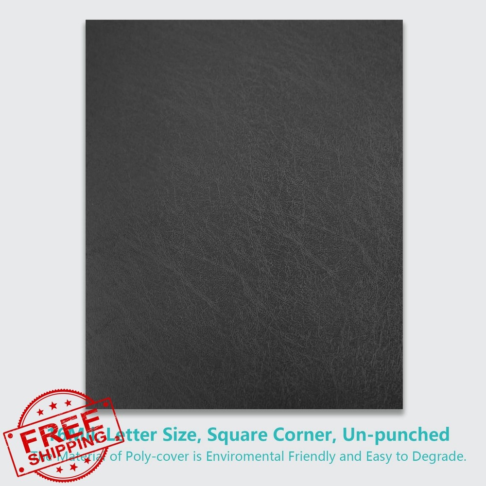 Binditek 50 Pack Leather Polycovers, 8.5x11" Black Presentation Binding Covers