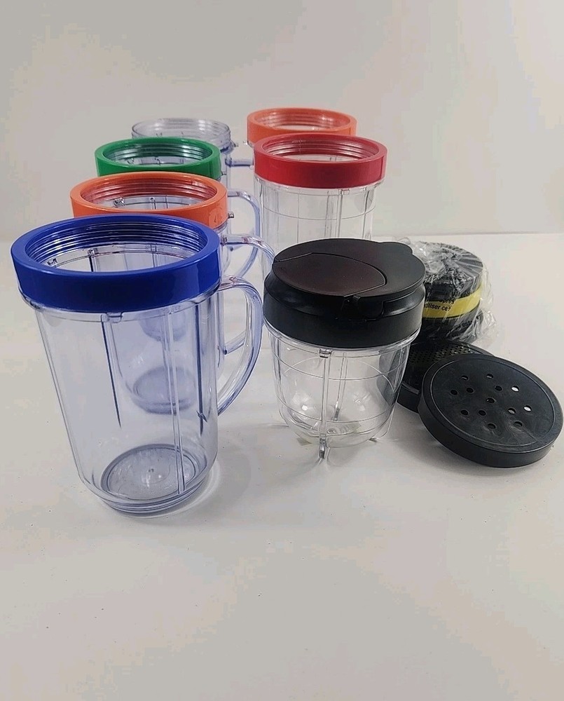 Magic Bullet Replacement Cups 4 With Handles 7 Lids 2 Big Cups 1 Small