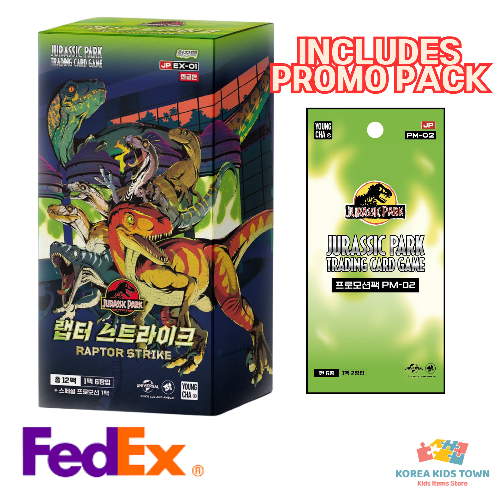 Jurassic Park TCG Expansion Pack EX-01 Raptor Strike Box + Special Promo Pack