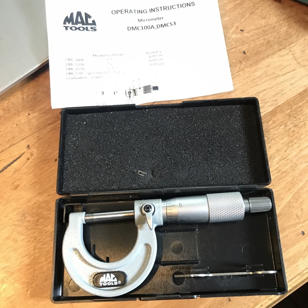 Mac Tools DMC100A Micrometer 0-1" in case with manual