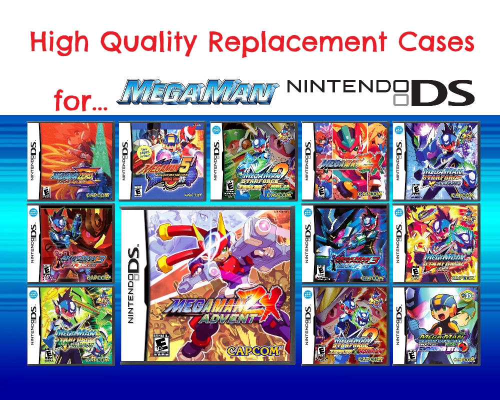 Mega Man Nintendo DS Authentic Cases w/ Complimentary Megaman Covers