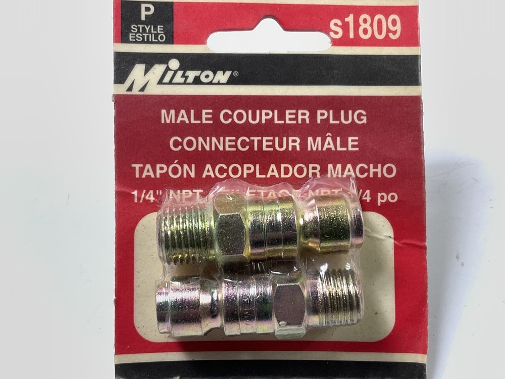 Milton S1809 Compression Coupler Plug, P-Style, Male, 1/4-In - 2 Pack