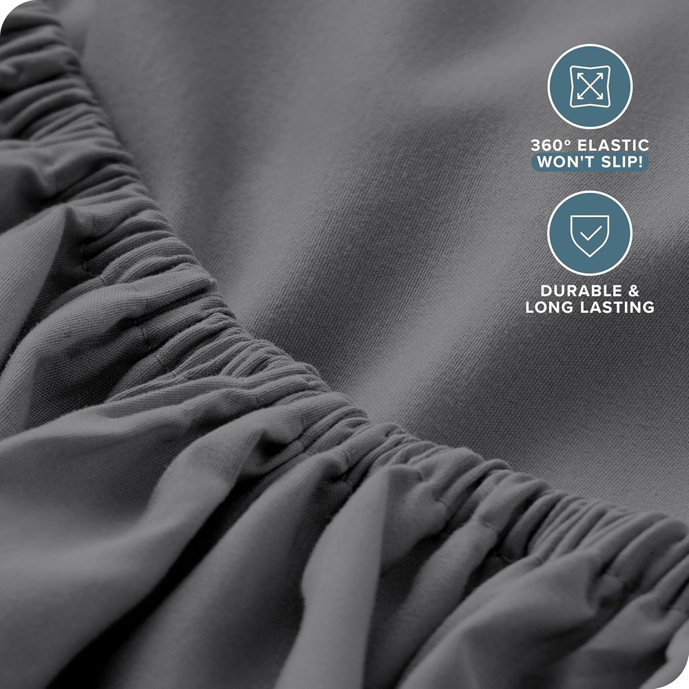 Luxury Ultra-Soft Full Sheet Set - 1800Thread Count Microfiber, Grey Color