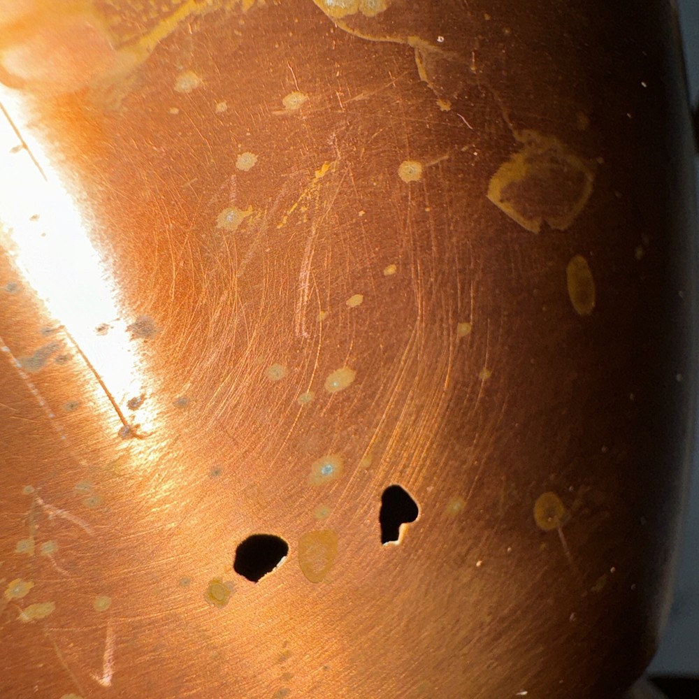 Solid Copper Pot Planter Vase Double Handle Scalloped Made In USA Hand Hammered