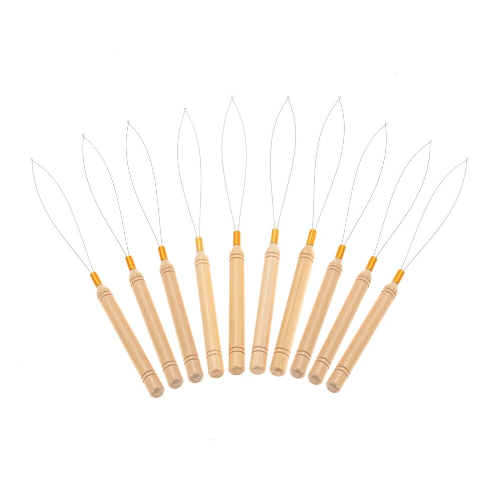 10Pc Hair Extension Loop Needle Threader 22.3cm Pulling Tool for Beaded Bracelet