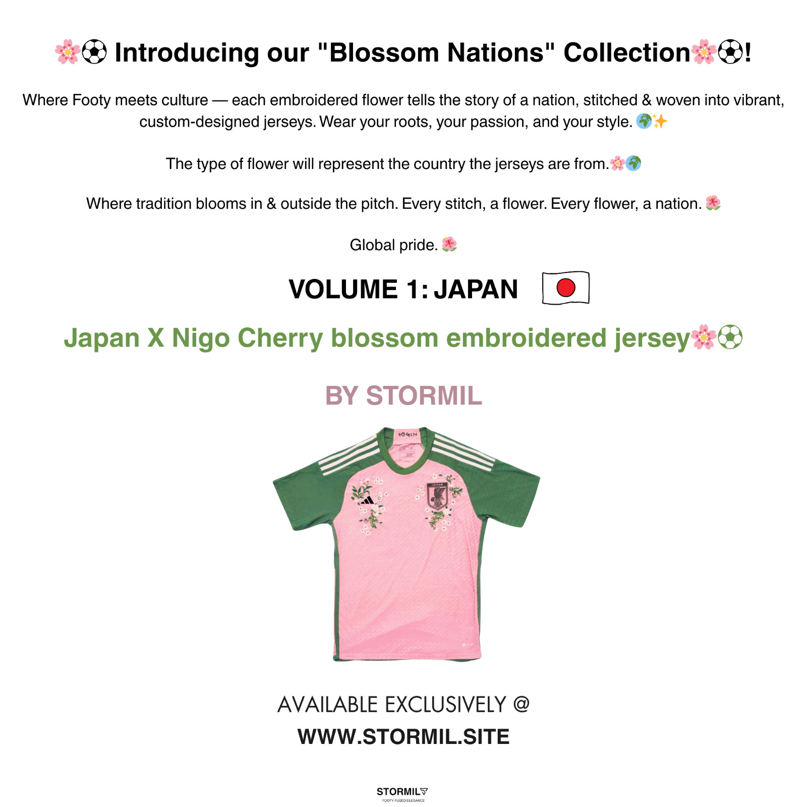 🌸⚽JAPAN X NIGO CUSTOM CHERRY BLOSSOM EMBROIDERY ADIDAS SOCCER JERSEY🌸⚽