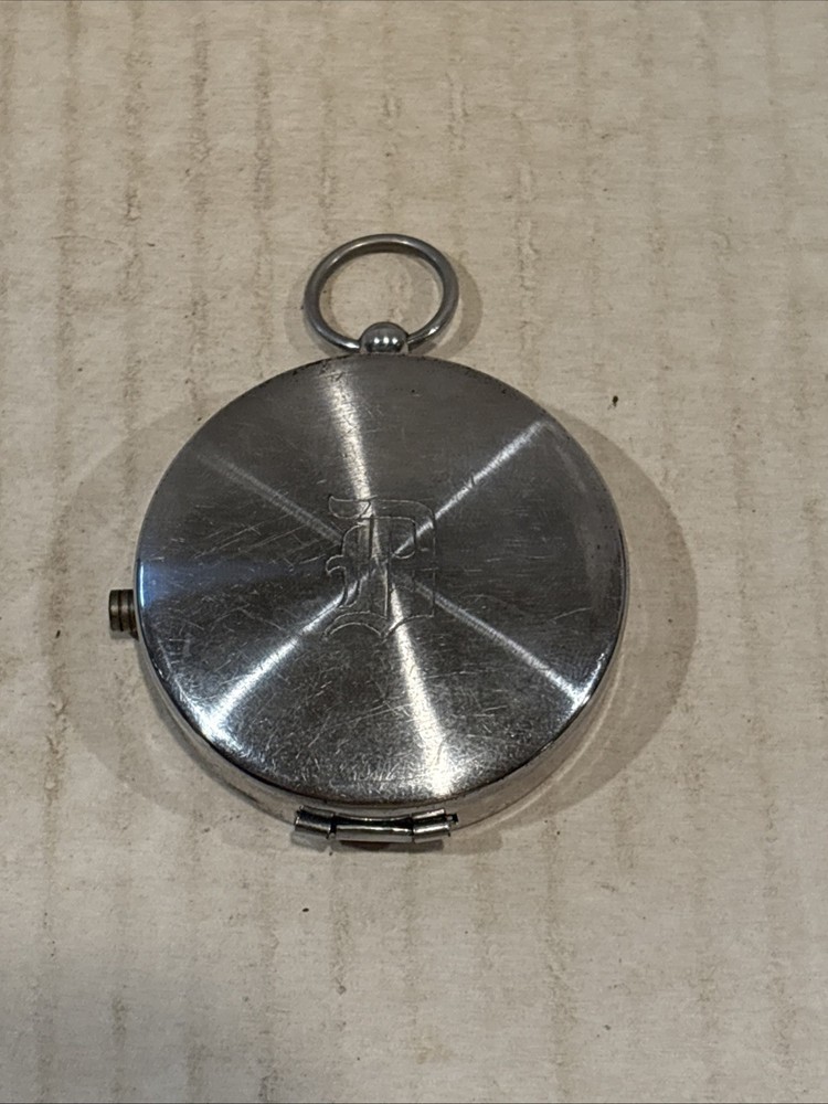 Vintage Pocket Compass Chrome Monogrammed “D”