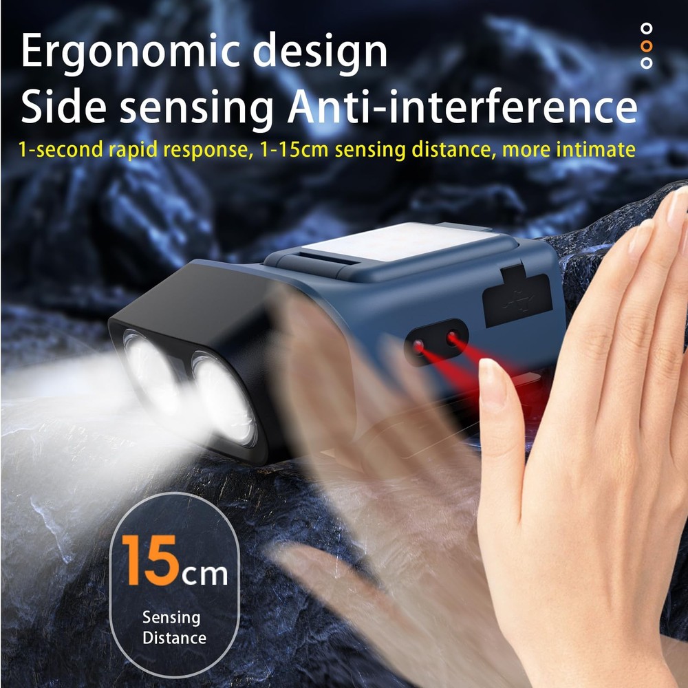 LED Headlamp Flashlight 1200LM Head Lights for Forehead USB Rechargeable Blue