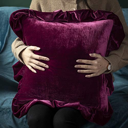 Velvet Throw Pillow Cover Soft Decorative Luxurious Solid Square Amaranth