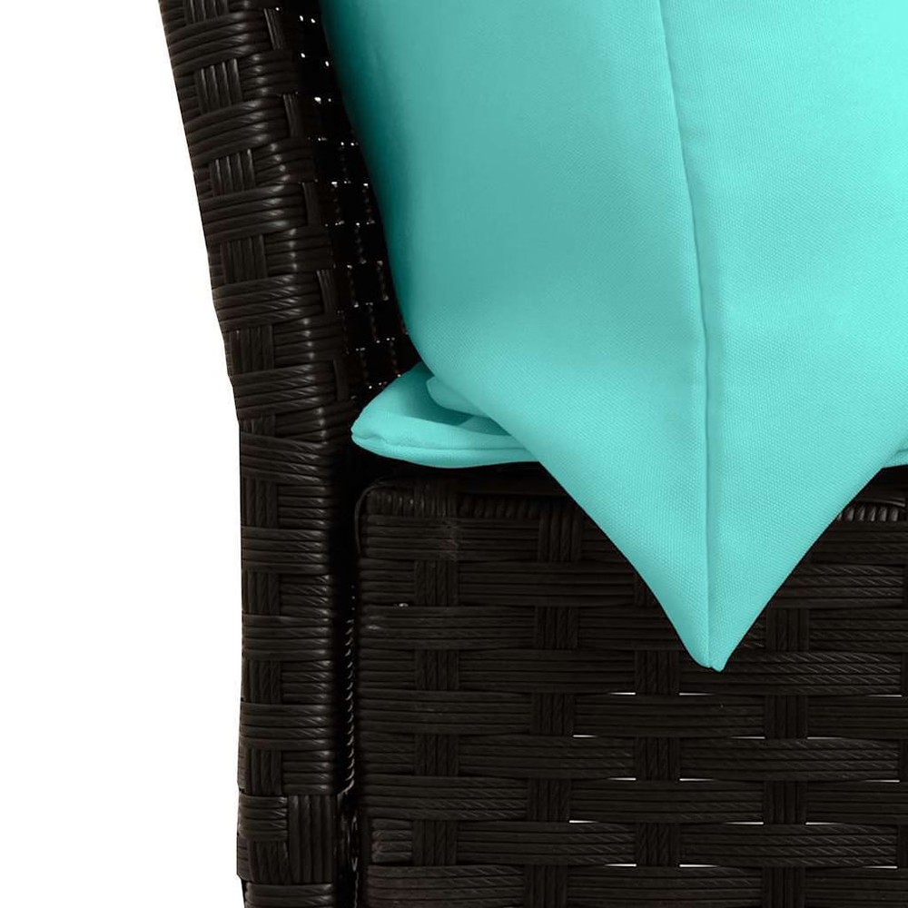 Patio Sofa with Cushions Black Poly Rattan
