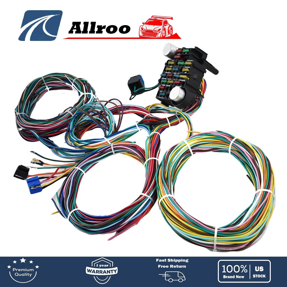 For Chevy Ford hotrods Universal X-long wires 21 Circuit Wiring Harness
