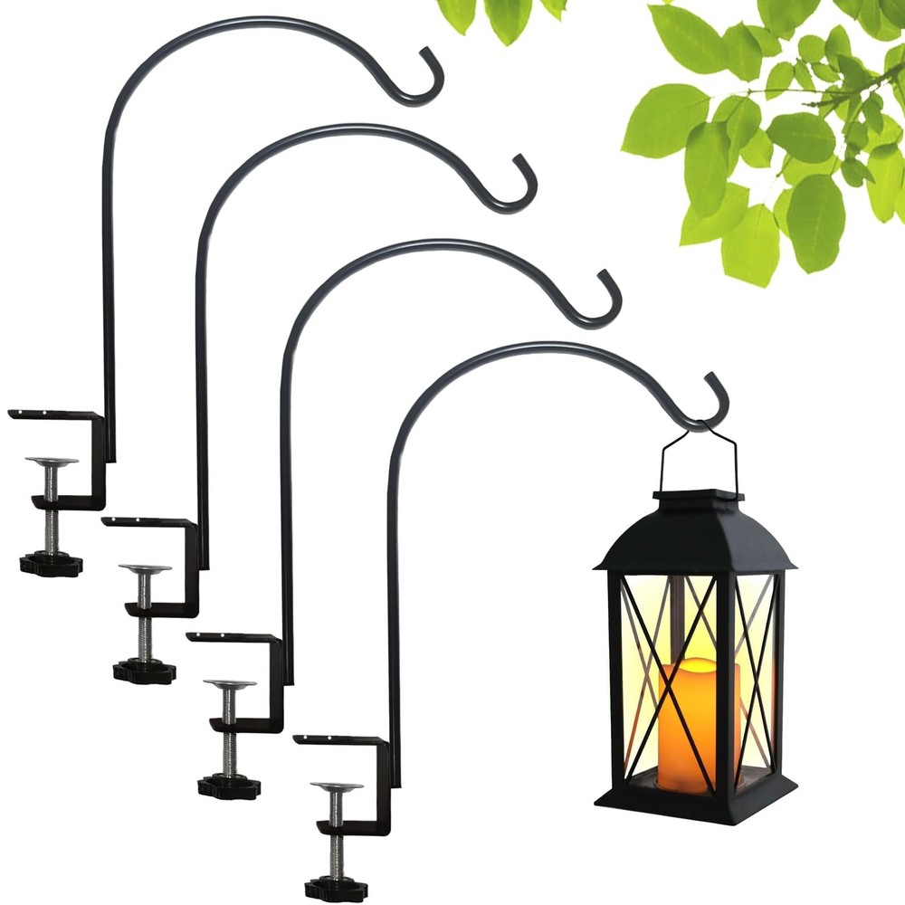 Short Deck Hook for Railing 4 Pack Deck Bird Feeder Pole with 3.3 Inch Streng...