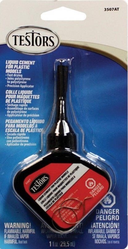 Testors Liquid Cement For Plastic Polystyrene Models 1oz w/ Applicator