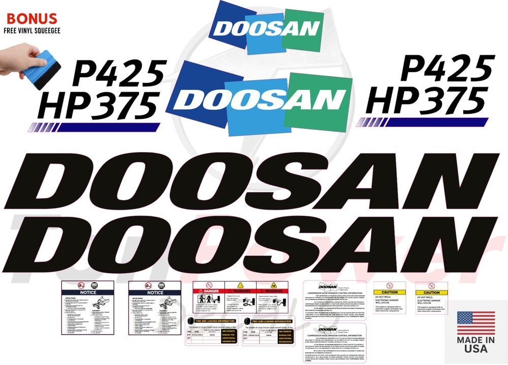 FITS Doosan HP375 CFM Decal kit air compressor replacement decal 3M VINYL