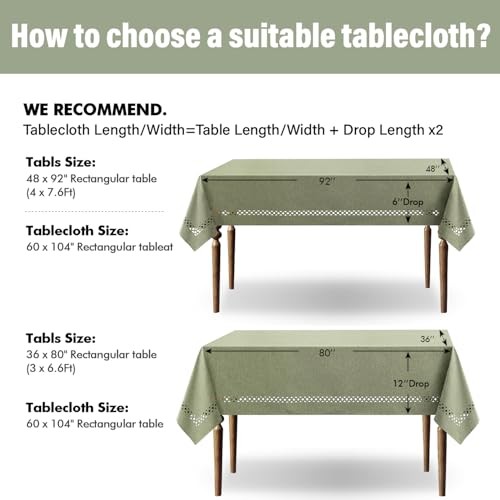 Rectangle Linen Polyester Tablecloth with 104" x 60" (Rectangular) Sage Green