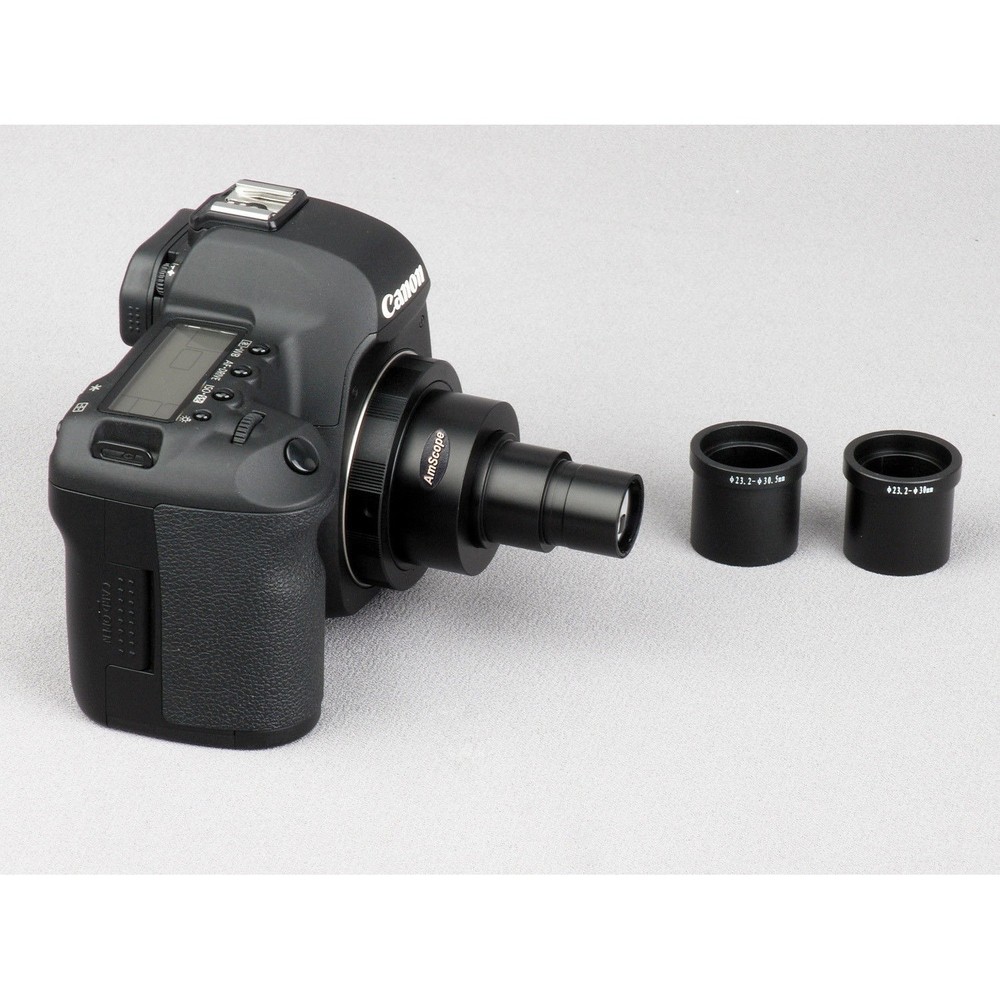 AmScope Canon SLR/DSLR Camera Microscope Adapter 2X Magnification w 2 Adapters