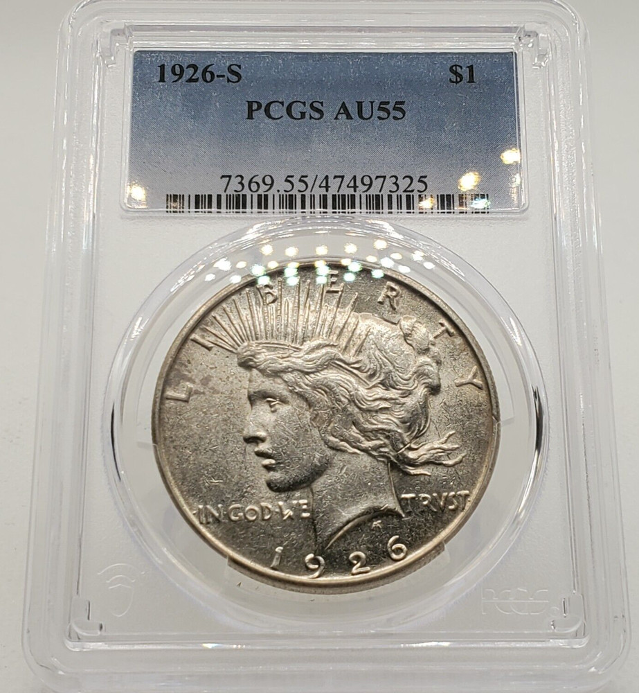 1926-S Peace Dollar PCGS AU55, Nice Luster